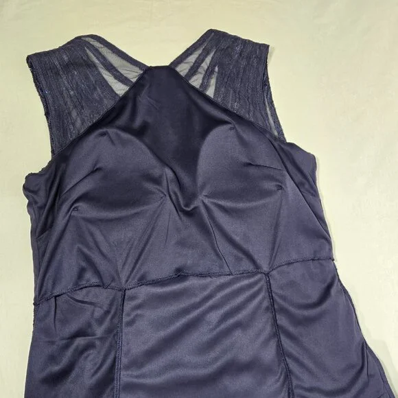 R & M Richards Mother Of The Bride BLUE Sequined Lace Sheer Formal Dress Size 16 - Picture 10 of 17